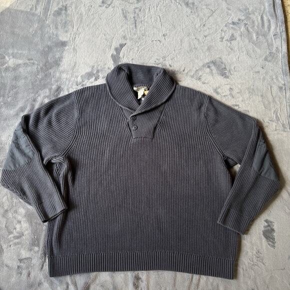 Duluth Trading Co. Mens 3XL Shawl Collar Sweater Rib Knit Pullover Elbow Patches - Picture 1 of 13